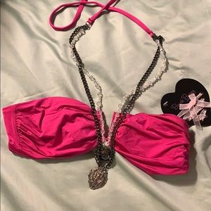 Fuchsia bandeau bikini top